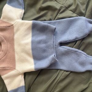 SHEIN Light Blue Knit Baby Sweater Set